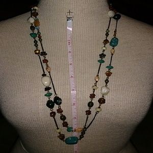 Long 24 inch bead and chain necklace